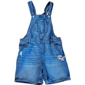 Children's Place Kids Blue Denim Overalls Shorts Sz 14
